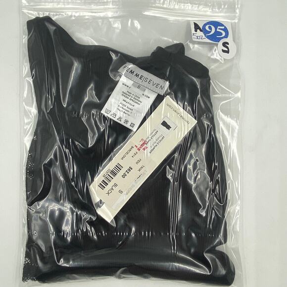 Femme Seven Barcelona Lace Trim Longline Layering Tank Top Black #FS14 Small S - Picture 7 of 9